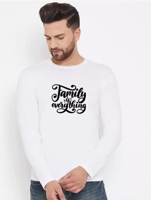 LV CARE Printed Men Round Neck White T-Shirt
