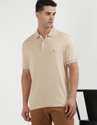 TOMMY HILFIGER Solid Men Polo Neck Beige T-Shirt