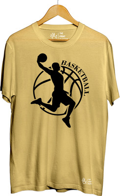 THE PRINT PLATTER Printed Men Round Neck Yellow T-Shirt