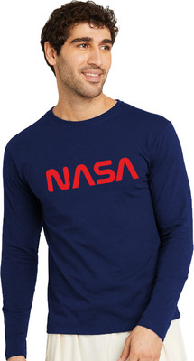 OrrganicChics Typography Men Round Neck Navy Blue T-Shirt