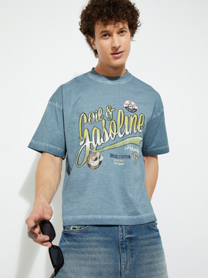 MAX Printed Men Round Neck Blue T-Shirt