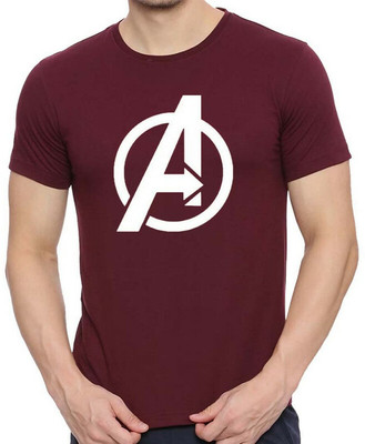 HIT SQUARE Printed Men Round Neck Maroon T-Shirt