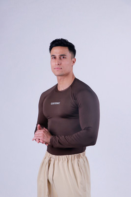 COITONIC Solid Men Round Neck Brown T-Shirt