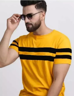 CHITRAA STYLE Colorblock Men Round Neck Yellow T-Shirt