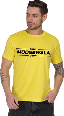 Kritiken Solid Men Round Neck Reversible Yellow T-Shirt