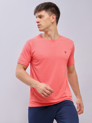 TECHNOSPORT Solid Men Round Neck Red T-Shirt