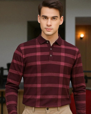 Autna Printed Men Polo Neck Maroon T-Shirt