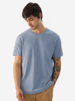 The Souled Store Solid Men Round Neck Blue T-Shirt