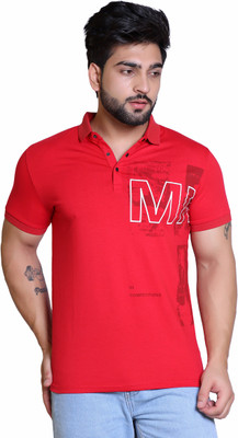 3AM Printed Men Polo Neck Red T-Shirt