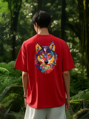 BUKKL Graphic Print, Printed Men Round Neck Red T-Shirt