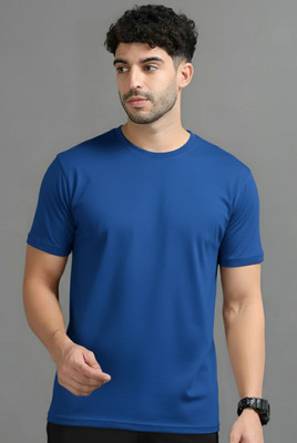Moordale Solid Men Round Neck Dark Blue T-Shirt