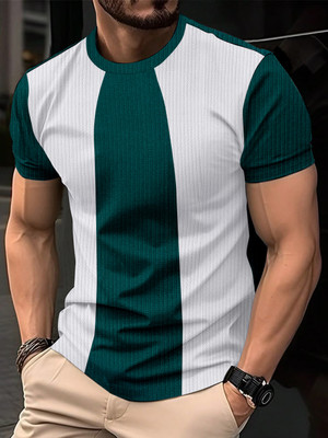 AKSHILU ENTERPRISE Self Design, Colorblock Men Round Neck Green T-Shirt