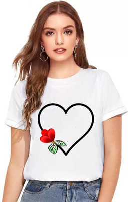 OJSR Graphic Print Women Round Neck White T-Shirt