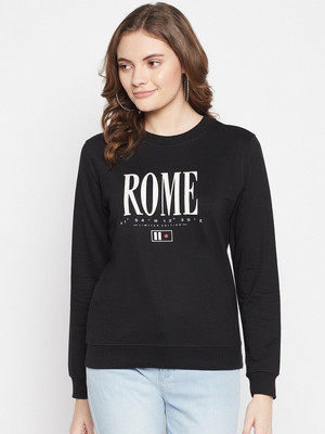 Crozo By Cantabil Typography Women Round Neck Black T-Shirt