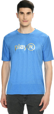playR Printed Men Round Neck Light Blue T-Shirt