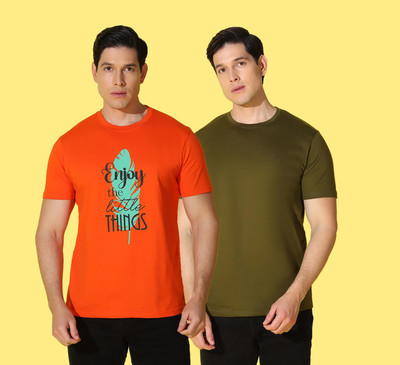 WOOSTRO Printed Men Round Neck Multicolor T-Shirt