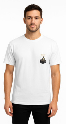 NVMART Printed Men Round Neck White T-Shirt