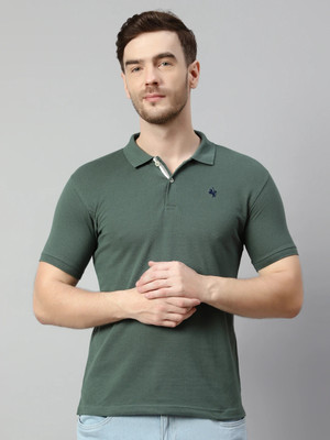 CANTABIL Solid Men Polo Neck Green T-Shirt