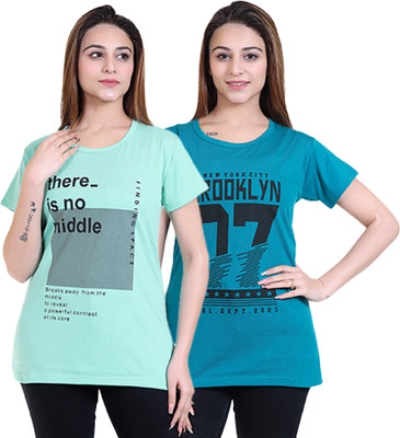 RG BY SS CLOTHING Printed Women Round Neck Multicolor T-Shirt