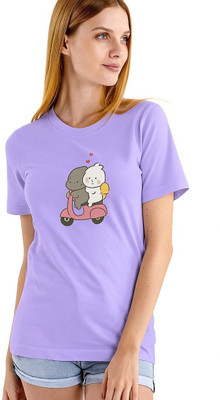 vastra root Graphic Print Women Round Neck Purple T-Shirt