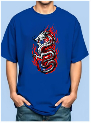 goodsign Printed Men Round Neck Blue T-Shirt