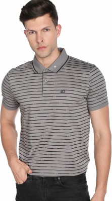 Arrow Sport Striped Men Polo Neck Grey T-Shirt