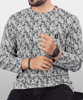 VeBNoR Printed Men Round Neck Grey T-Shirt