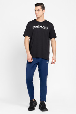 ADIDAS Printed Men Crew Neck Black T-Shirt