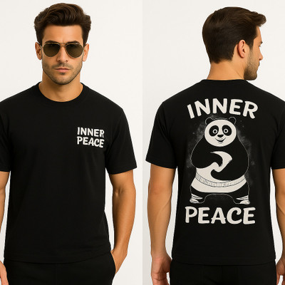 VIshalknitwears Graphic Print, Typography Men Round Neck Black T-Shirt