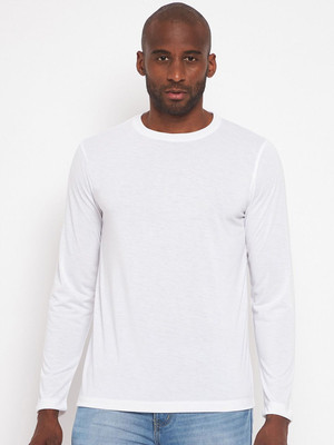 OrrganicChics Solid Men Round Neck White T-Shirt