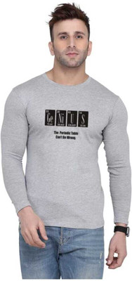 flora shine Printed Men Round Neck Grey T-Shirt