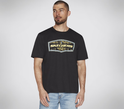 Skechers Printed Men Round Neck Black T-Shirt