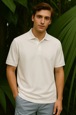 VARNIQ STYLE Solid Men Polo Neck White T-Shirt