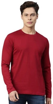 Artecutensils Solid Men Round Neck Maroon T-Shirt