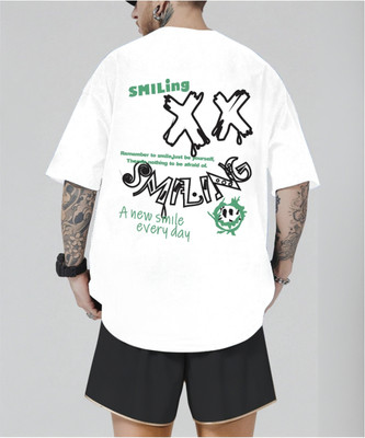 TB Blue Printed, Typography Men Round Neck White T-Shirt