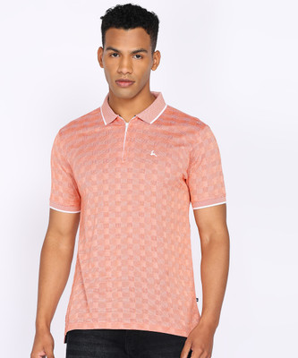PARX Self Design Men Polo Neck Orange T-Shirt