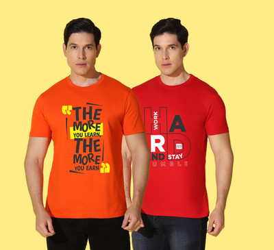 WOOSTRO Printed Men Round Neck Multicolor T-Shirt