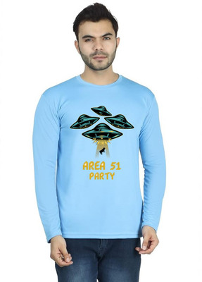 LV CARE Printed Men Round Neck Blue T-Shirt