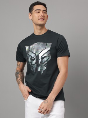 Black Panther By Free Authority Printed Men Round Neck Black T-Shirt