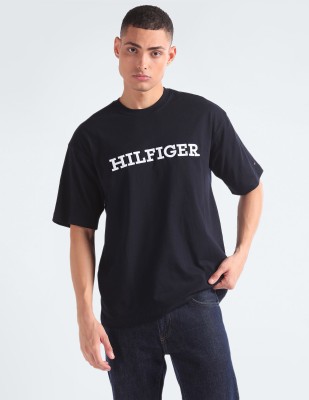 TOMMY HILFIGER Graphic Print Men Crew Neck Navy Blue T-Shirt