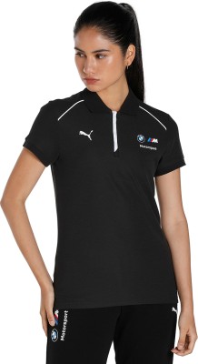 PUMA Solid Women Peter Pan Collar Black T-Shirt