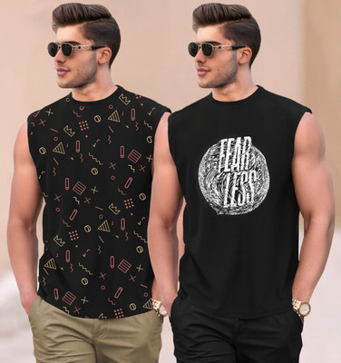 TRIPR Printed Men Round Neck Black T-Shirt