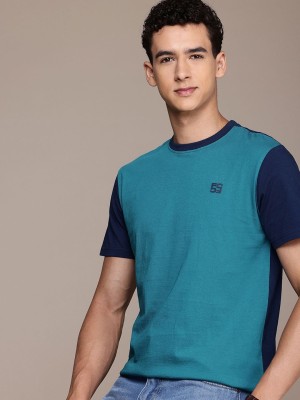 French Connection Solid Men Round Neck Blue T-Shirt