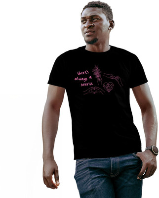 Fighterheero Printed Men Round Neck Black T-Shirt