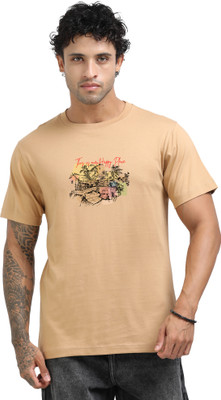 Chill Factor Printed Men Round Neck Beige T-Shirt