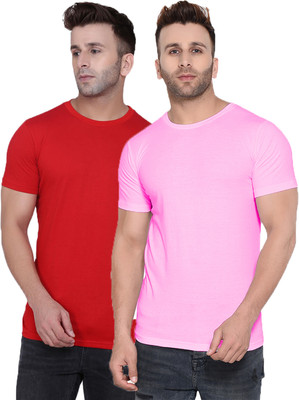 Kroptee Solid Men Round Neck Multicolor T-Shirt