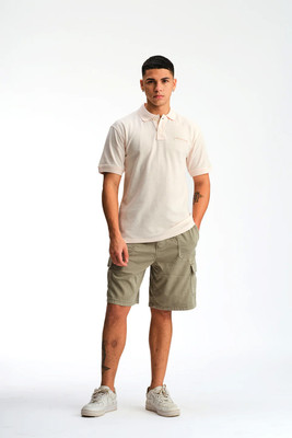 Bonkers Corner Solid Men Polo Neck White T-Shirt
