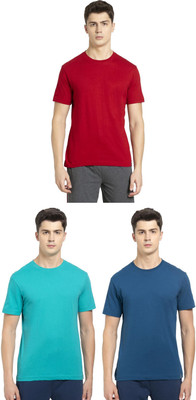 JOCKEY Solid Men Round Neck Light Green, Blue, Red T-Shirt