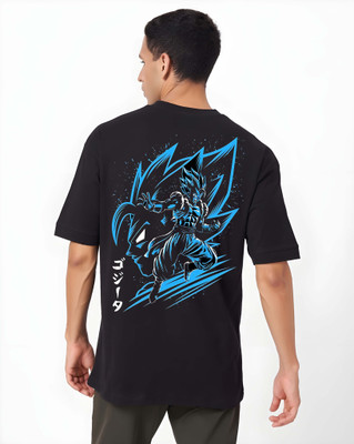 Kaido Self Design Men Round Neck Black T-Shirt