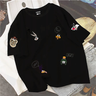 HIPOP Printed Women Round Neck Reversible Black T-Shirt